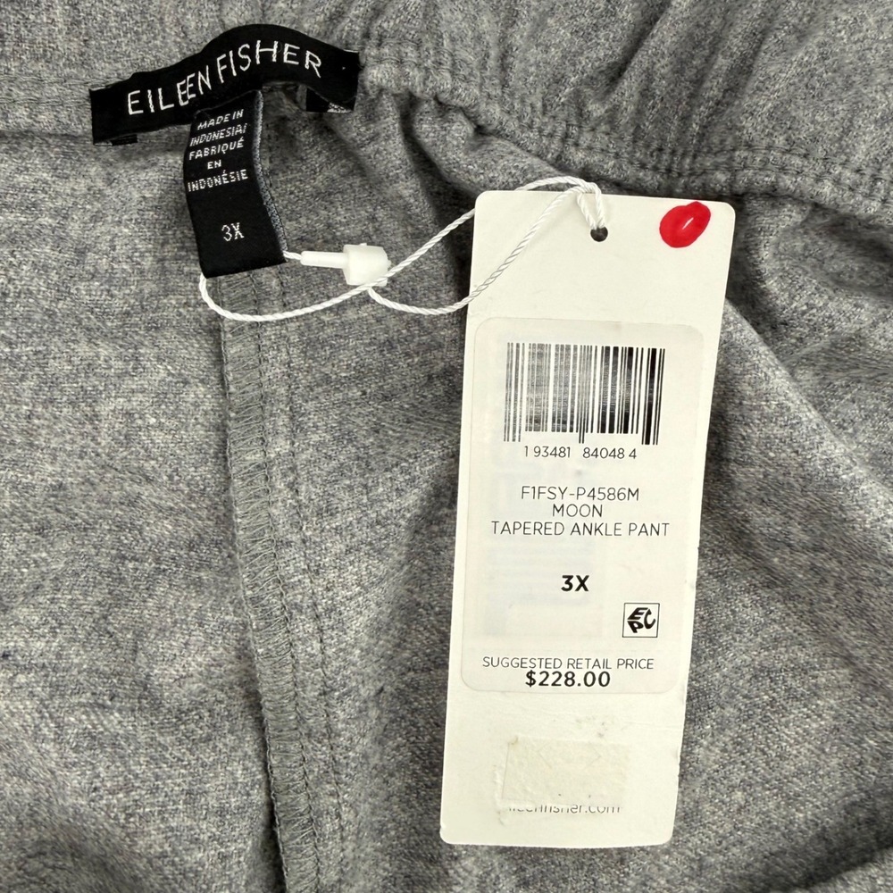 Eileen Fisher Tapered Ankle Pant 3X Moon Grey 100% Wool Plus Size NEW Casual - Picture 3 of 6